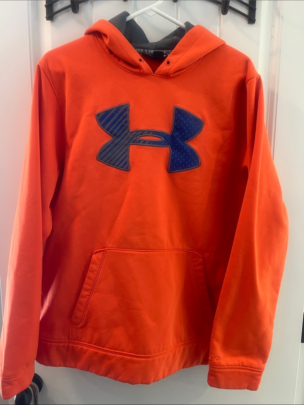 Under Armour Orange Hoodie with Navy Logo Patch